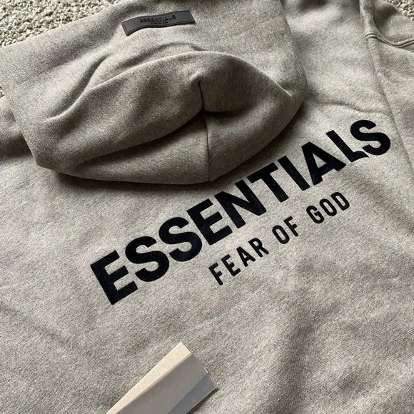 ESSENTIALS FEAR OF GOD DARK OATMEAL PULLOVER HOODIE - Picture 3 of 9